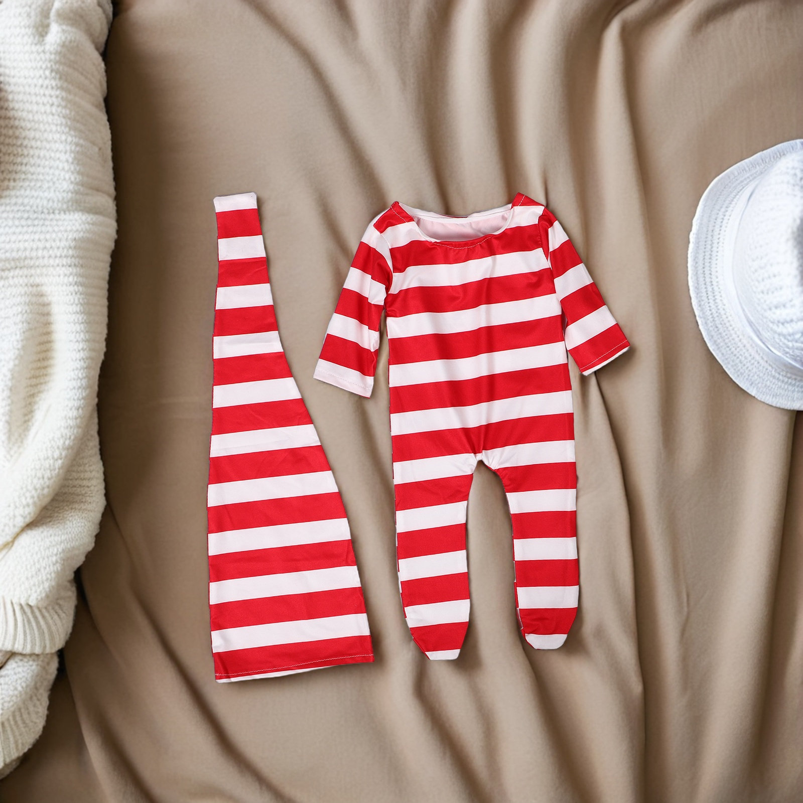 Newborn Baby Girl Romper Floral - 新生児の女の子向け写真撮影用コスチュームセット。花柄のヘッドバンドとニットブランケット付きのコットン製ロンパース。スタジオでの写真撮影に最適。
