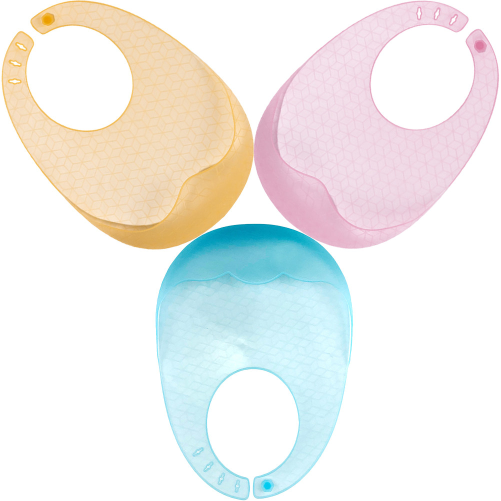 Waterproof Baby Bibs Silicone - 3枚セットのシリコン製ベビービブ。柔らかく、伸縮性があり、首回りの長さを調節できるので、幼児の食事に最適。食べこぼしを防ぎ、防水性も備えています。