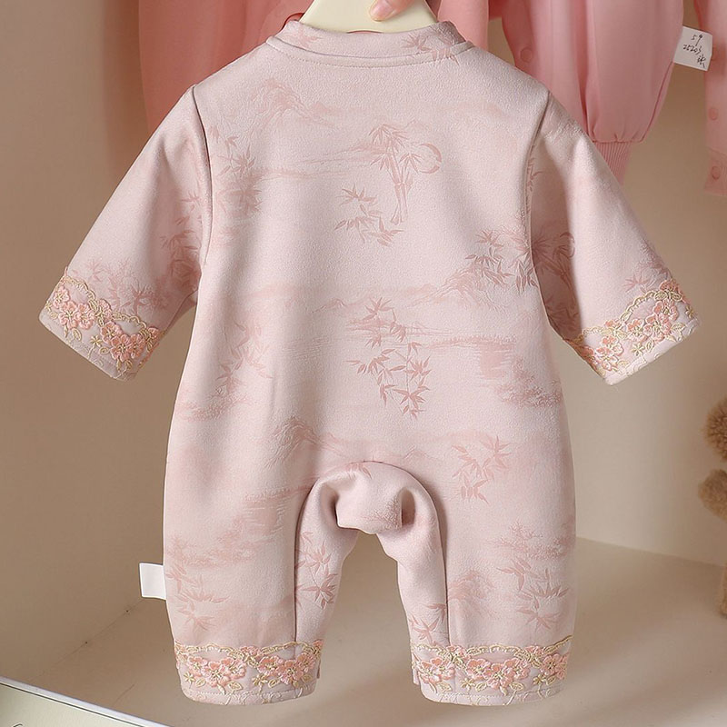2026 春秋幼児女の子服中国風かわいい花刺繍ピンク長袖ベビ - Newborn Baby Girl Romper Floral のレビューと価格