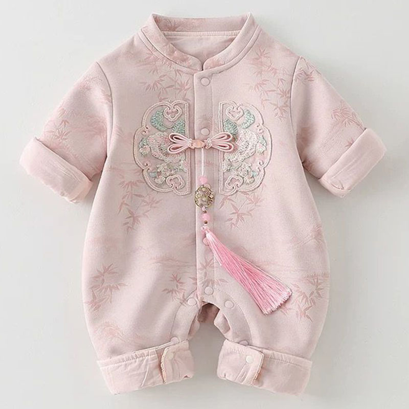 2026 春秋幼児女の子服中国風かわいい花刺繍ピンク長袖ベビ - Newborn Baby Girl Romper Floral のレビューと価格
