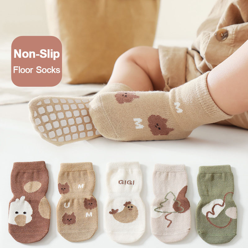 5 ペア子供用ノンスリップソックスかわいい漫画のパターン快適 - Unisex Baby Socks Non Slip のレビューと価格
