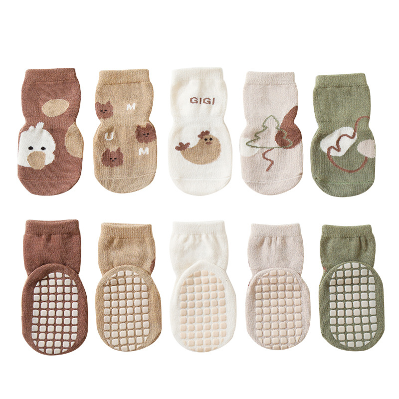 5 ペア子供用ノンスリップソックスかわいい漫画のパターン快適 - Unisex Baby Socks Non Slip のレビューと価格