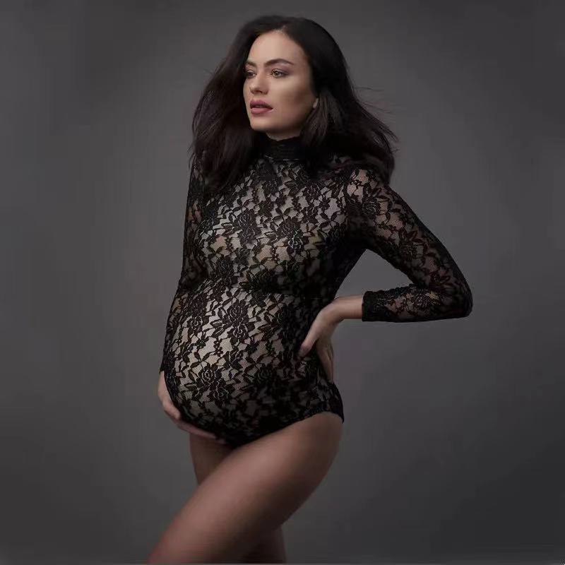 レースマタニティ写真小道具ジャンプスーツ伸縮性妊娠写真撮影服 - Maternity Wear のレビューと価格