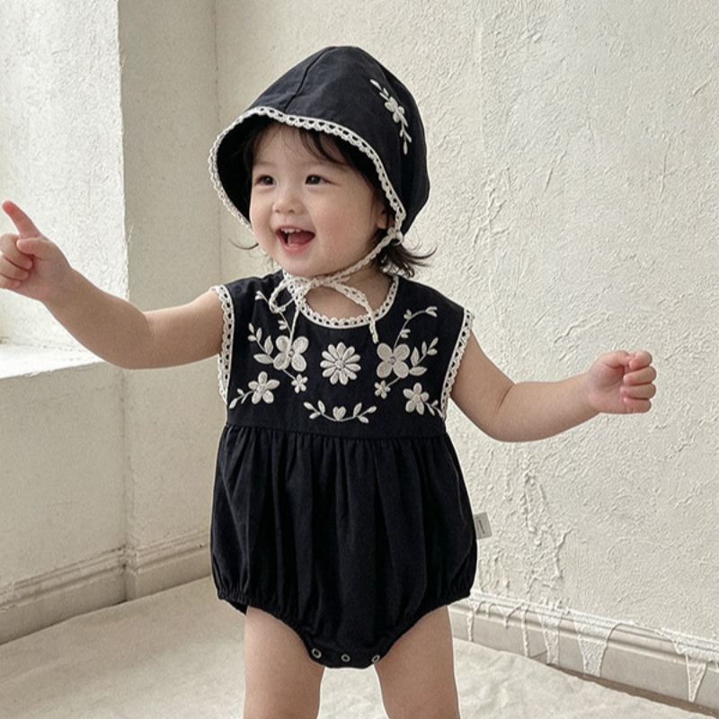 ZOETOPKID 夏幼児女の赤ちゃんジャンプスーツ + 帽 - Baby Summer Linen Sleeveless Jumpsuit のレビューと価格