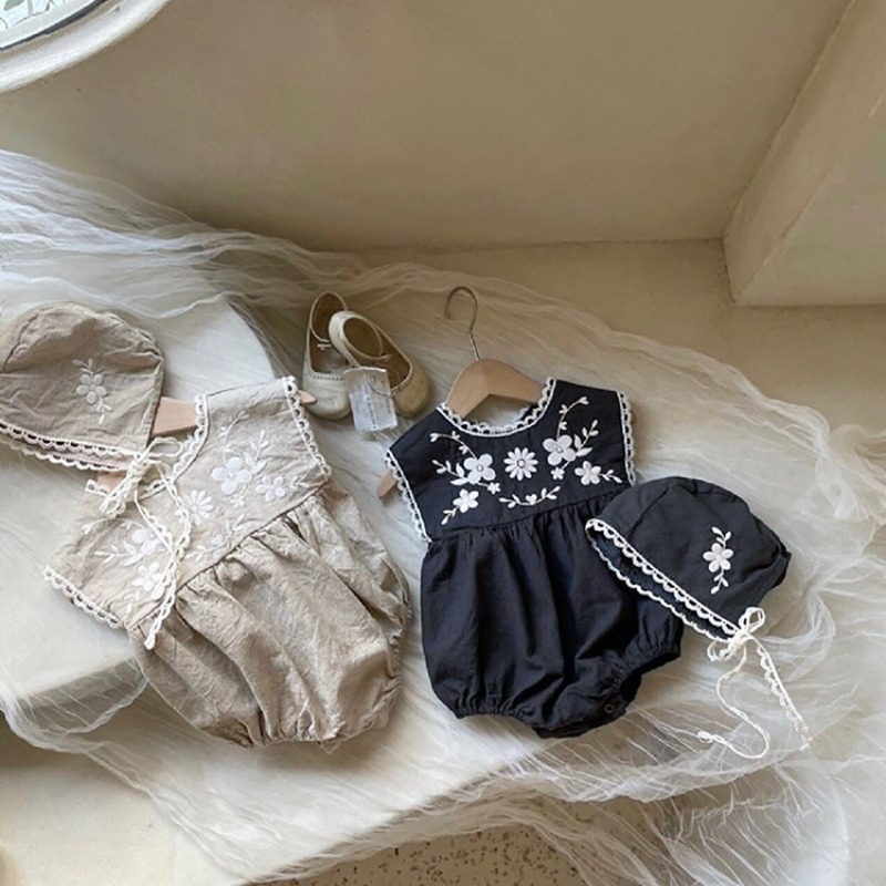ZOETOPKID 夏幼児女の赤ちゃんジャンプスーツ + 帽 - Baby Summer Linen Sleeveless Jumpsuit のレビューと価格