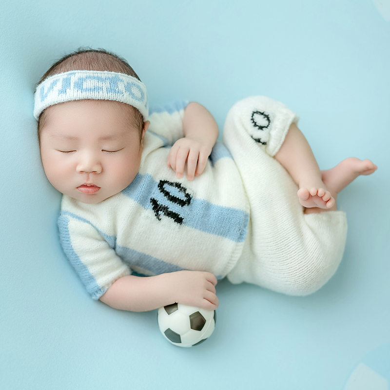 サッカーベビーテーマ新生児写真撮影小道具スポーツサッカー少年 - Infant Photography Props Outfit のレビューと価格