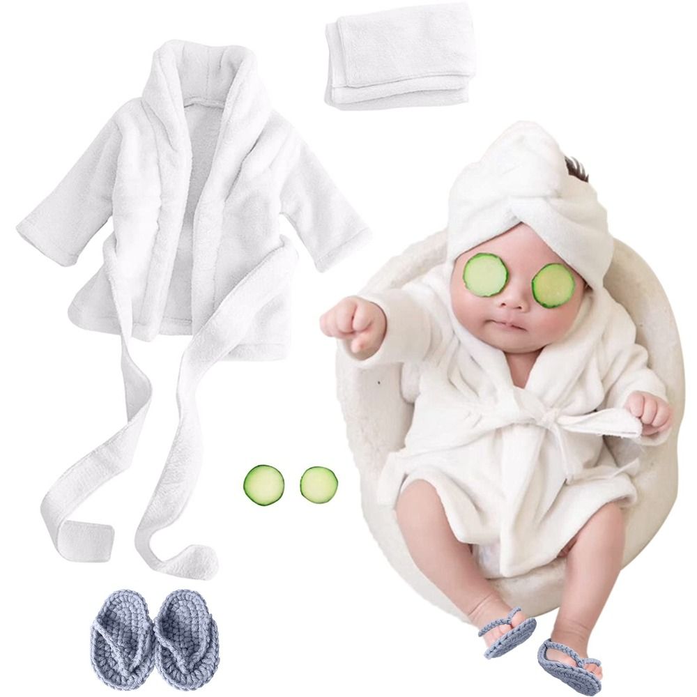 写真撮影用小道具 新生児用バスローブ ヘッドバンド付きスリッ - Infant Photography Props Outfit のレビューと価格