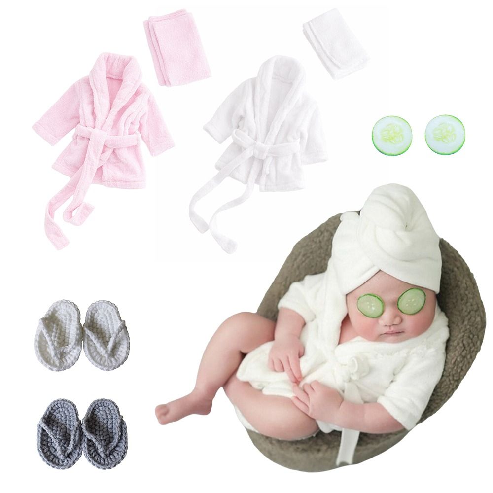 写真撮影用小道具 新生児用バスローブ ヘッドバンド付きスリッ - Infant Photography Props Outfit のレビューと価格