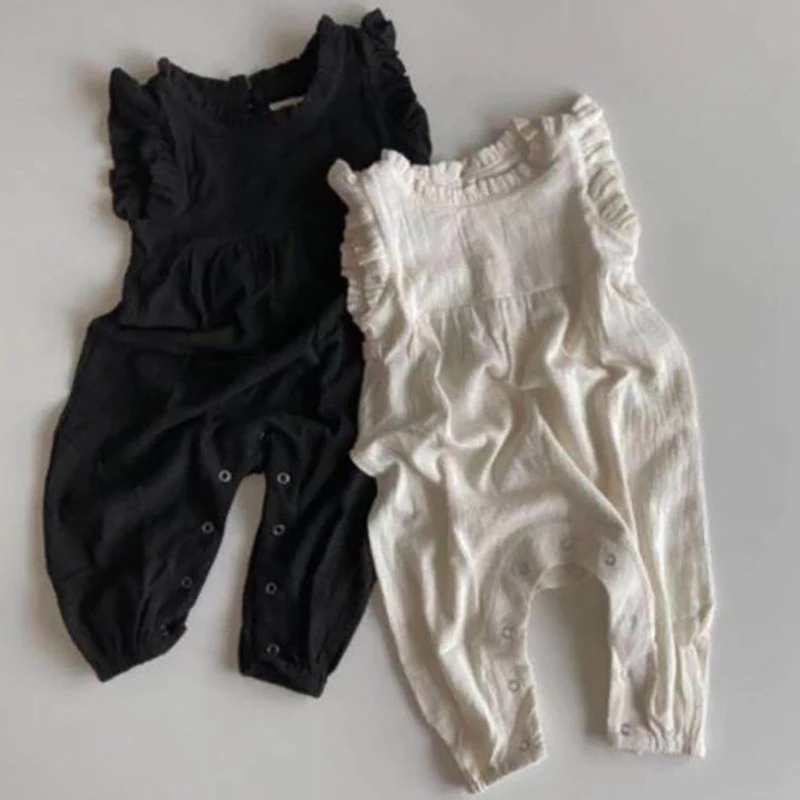 Milancel-夏のベビーロンパース,ノースリーブ,オーバ - Baby Summer Linen Sleeveless Jumpsuit のレビューと価格