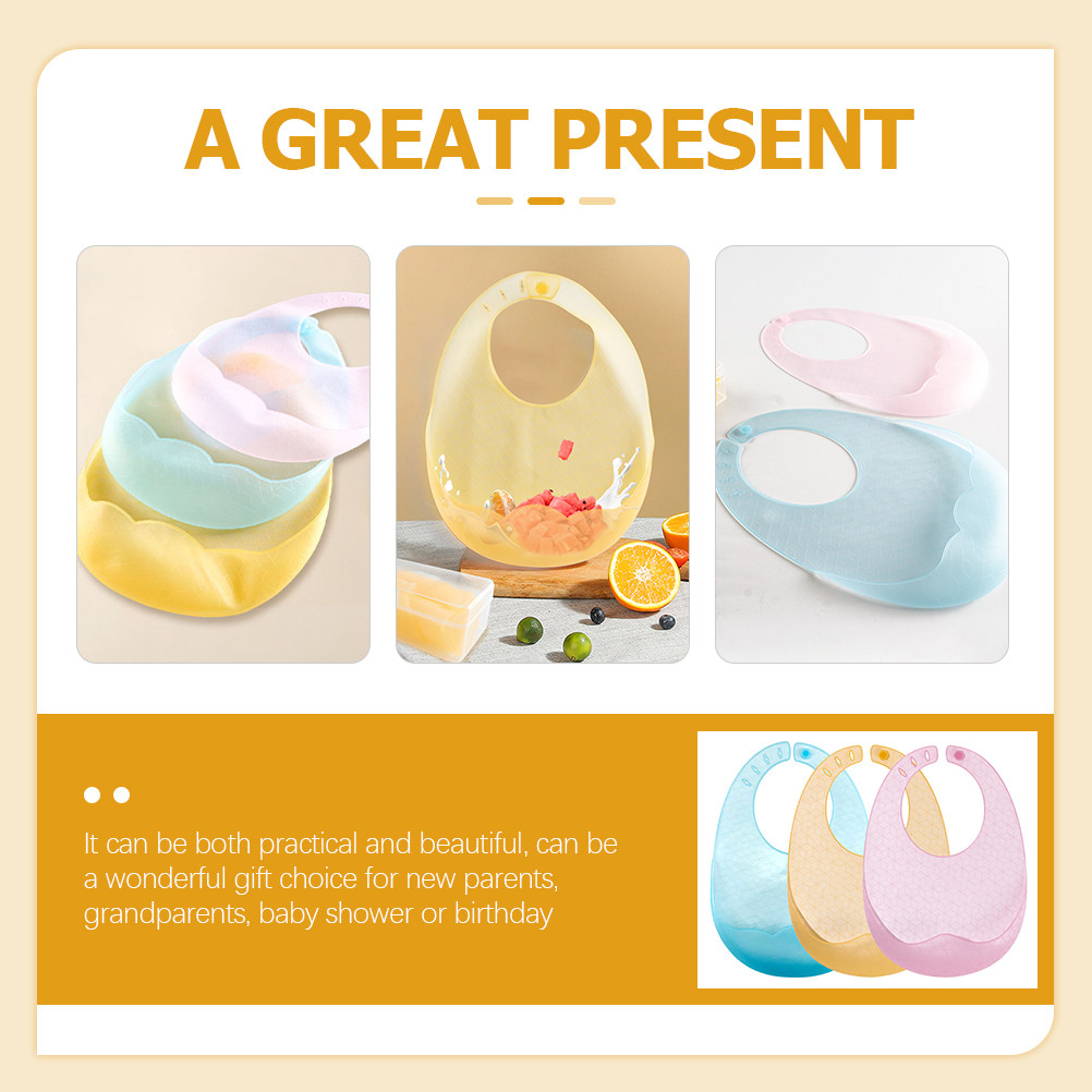 3枚セットのシリコン製ベビービブ。柔らかく、伸縮性があり、首 - Waterproof Baby Bibs Silicone のレビューと価格