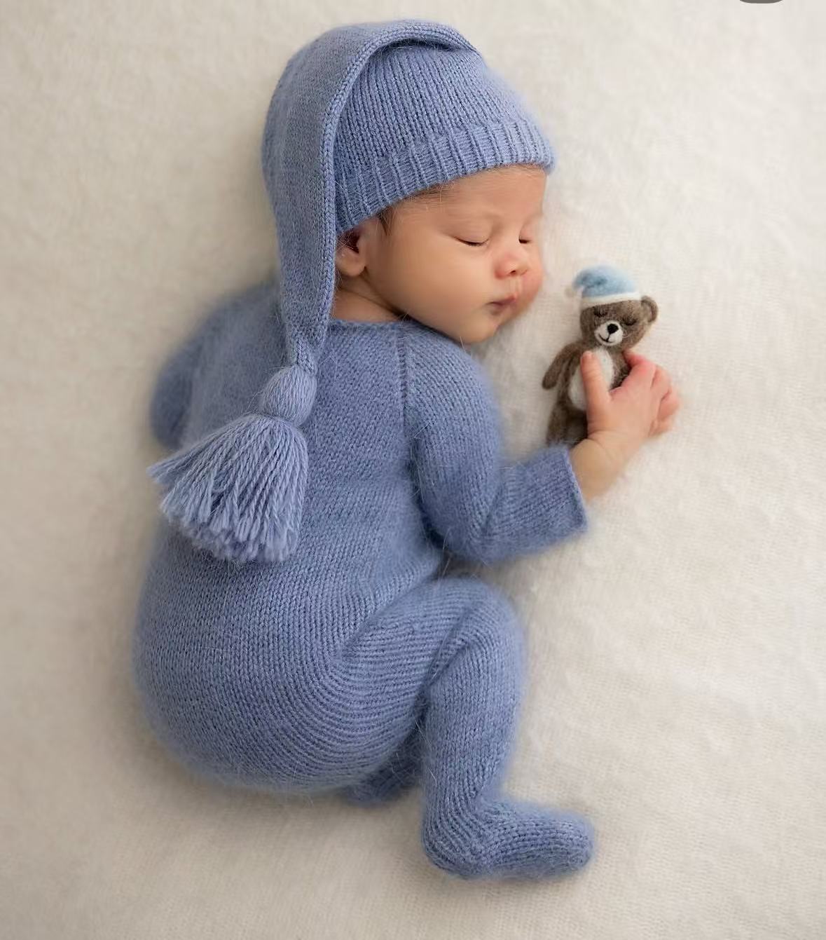 新生児用ニット素材のロンパースと帽子のセット、ベビーフォト撮 - Infant Photography Props Outfit のレビューと価格